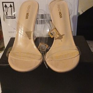 Fashion Nova Clear Strap Nude Women’s Slide Heels